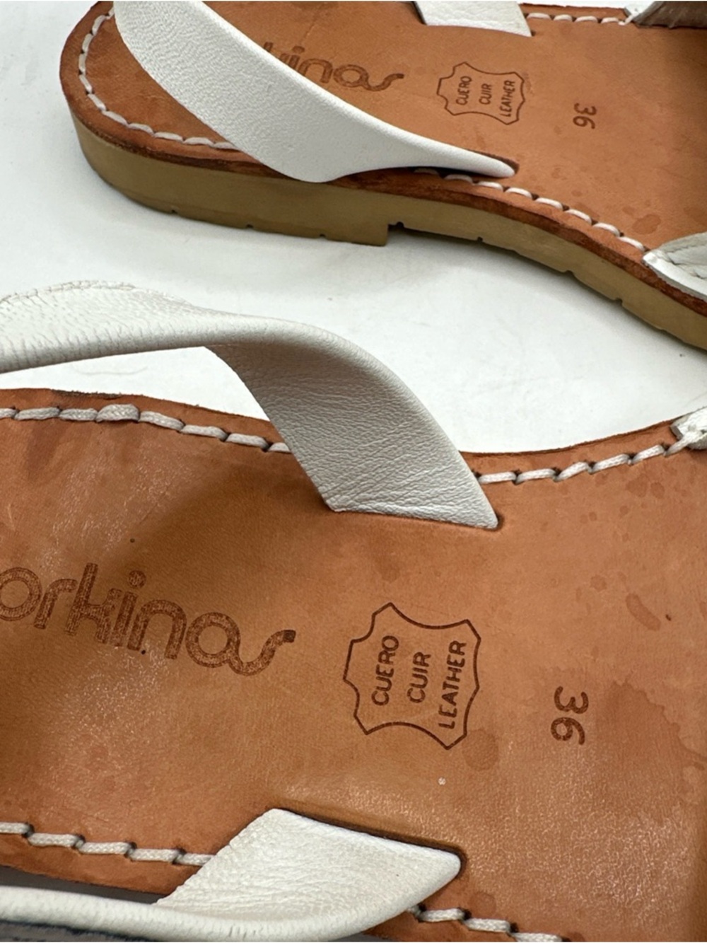 Norkinas Women’s White Slingback Leather Spain Sandals - Picture 6 of 12